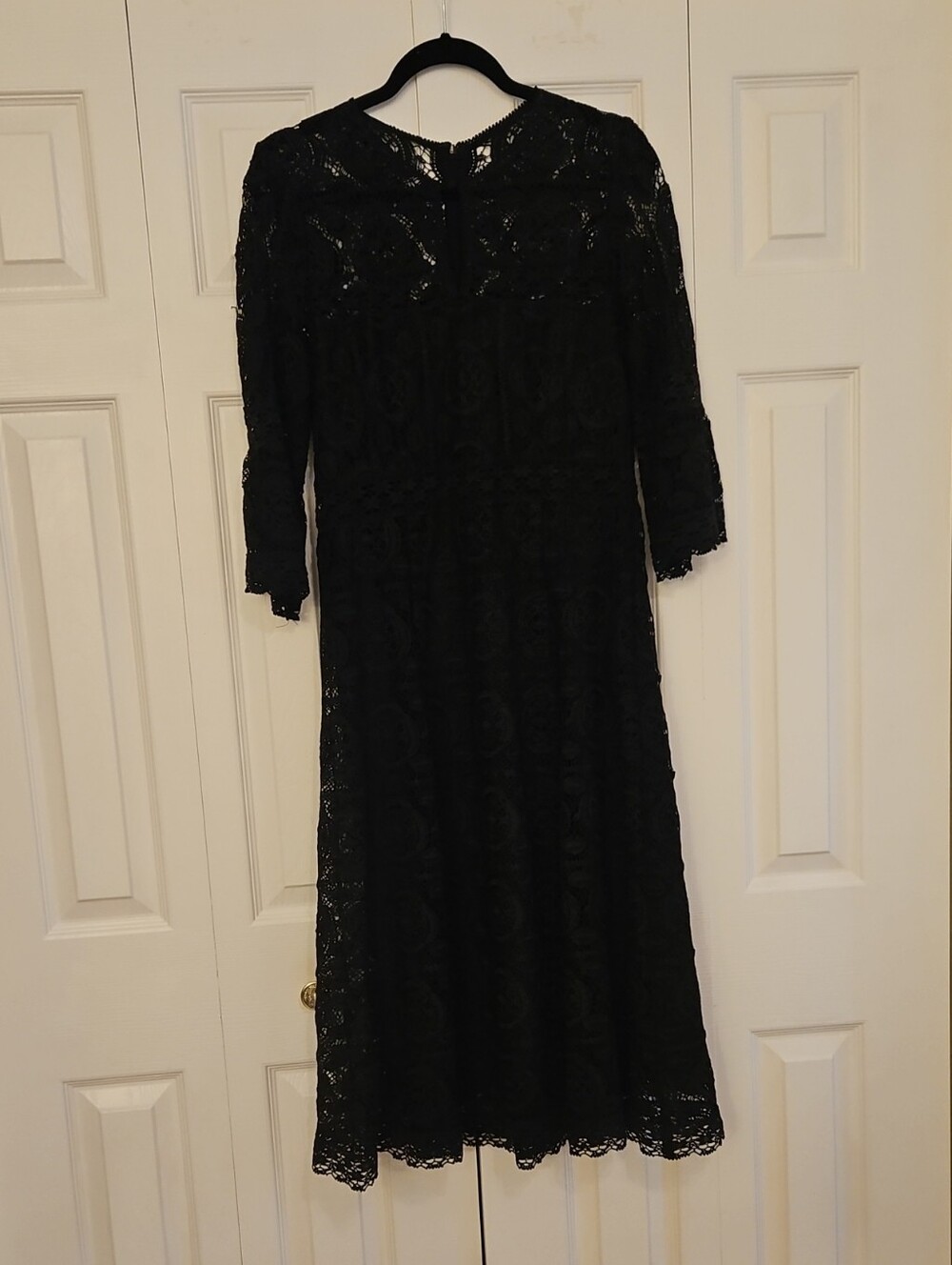 Nanette Lepore Black Lace Long-Sleeve Midi Dress